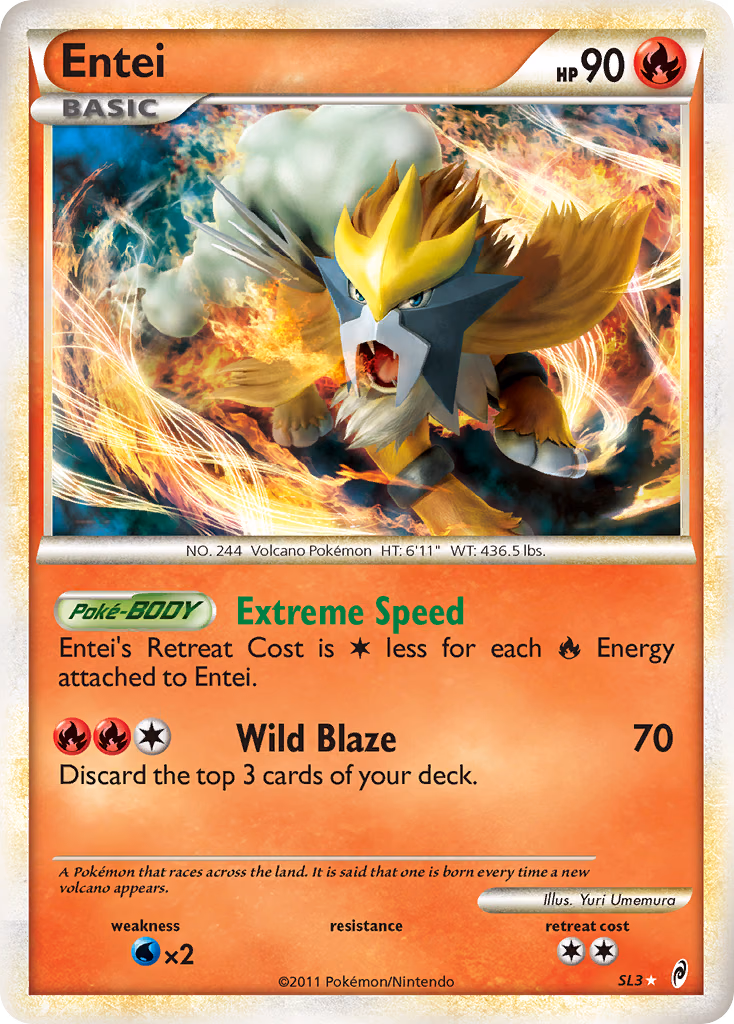 Entei Pokemon card (SL3, Call of Legends)