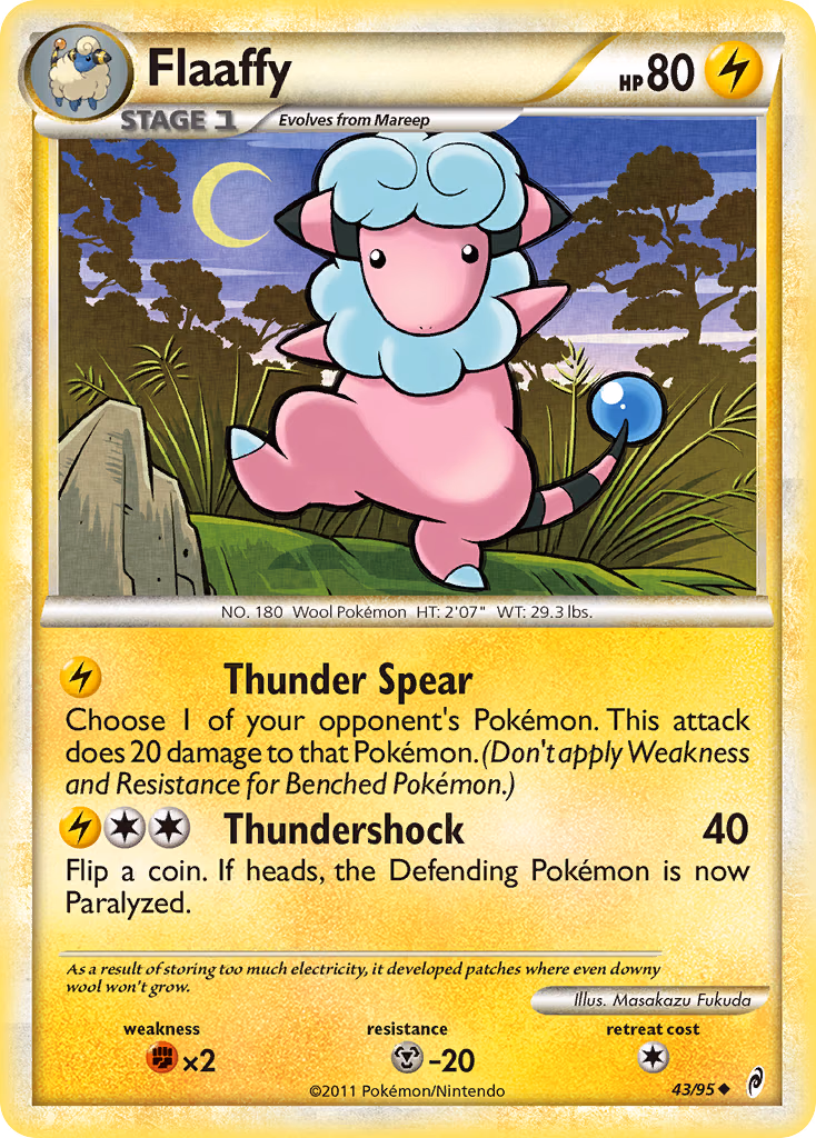 Flaaffy Pokemon card (43/95, Call of Legends)