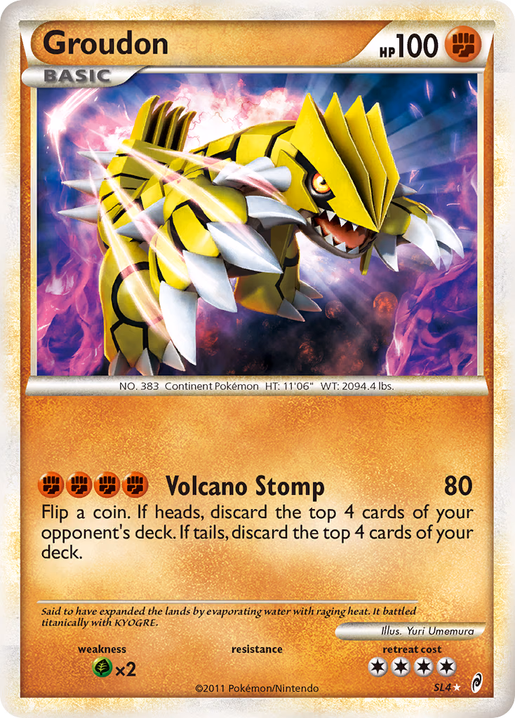 Groudon Pokemon card (SL4, Call of Legends)