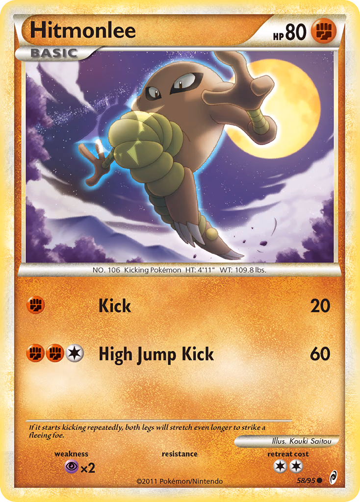 Hitmonlee Pokemon card (58/95, Call of Legends)