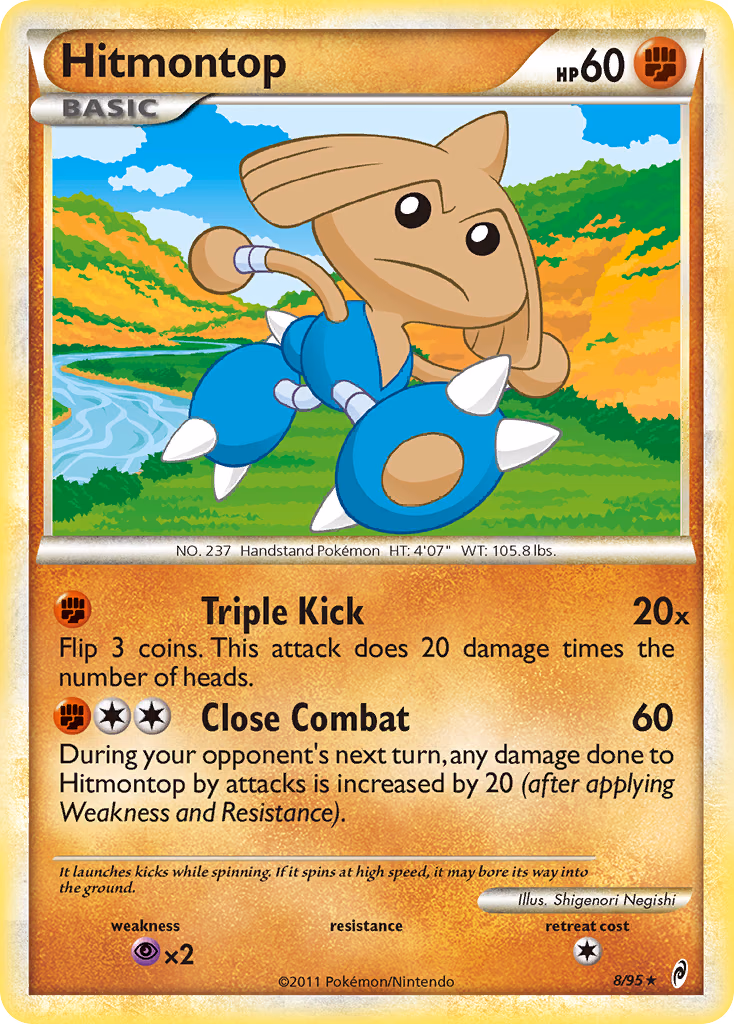 Hitmontop Pokemon card (8/95, Call of Legends)