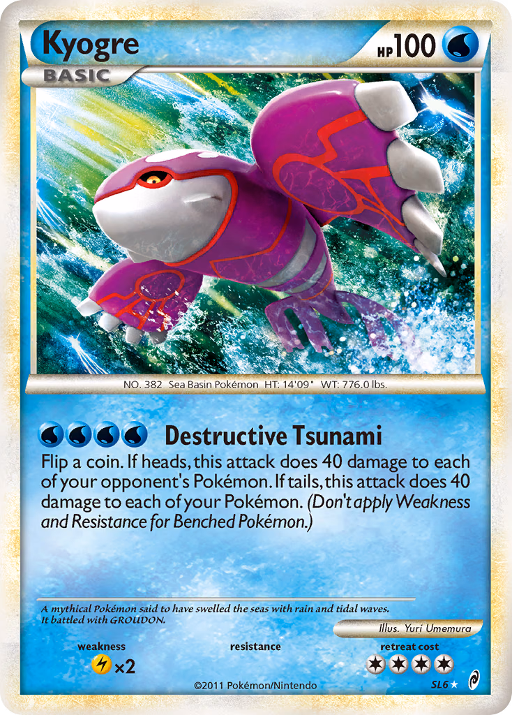 Kyogre Pokemon card (SL6, Call of Legends)