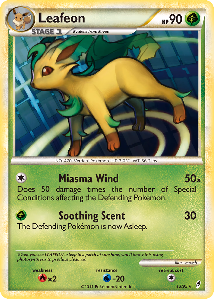 Leafeon Pokemon card (13/95, Call of Legends)