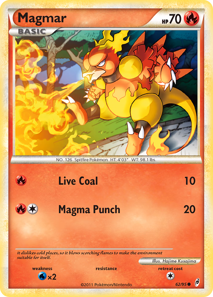 Magmar Pokemon card (62/95, Call of Legends)