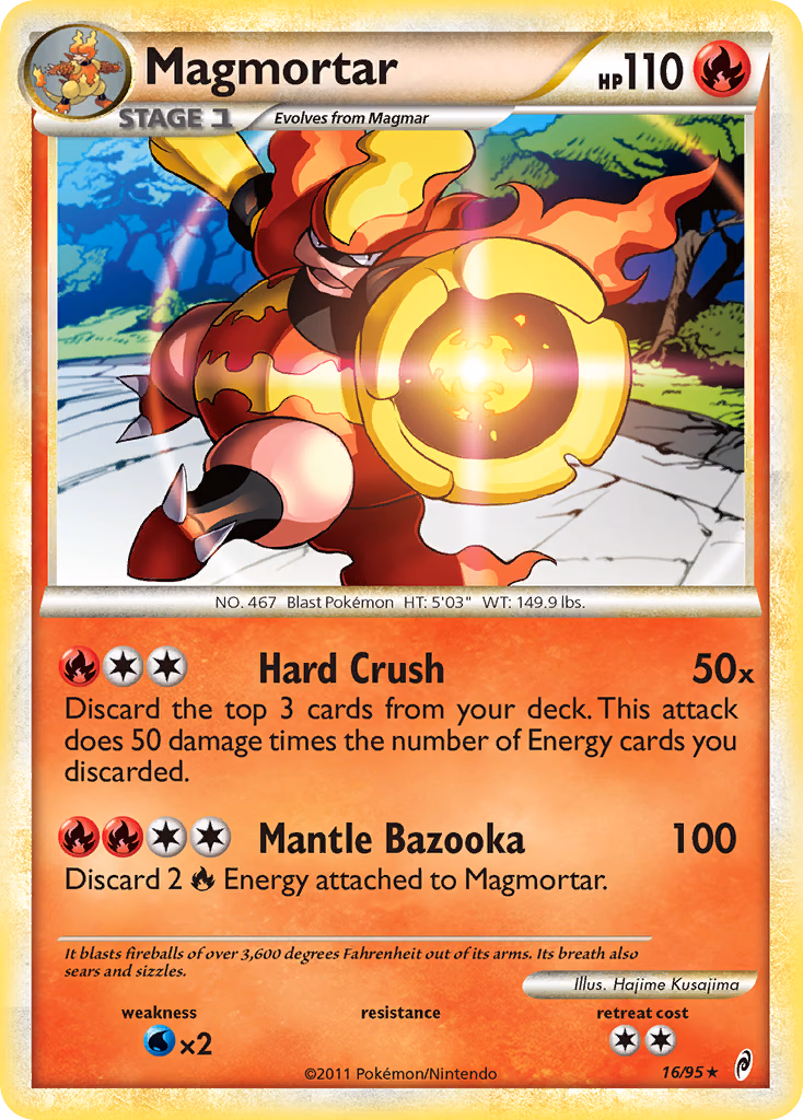 Magmortar Pokemon card (16/95, Call of Legends)