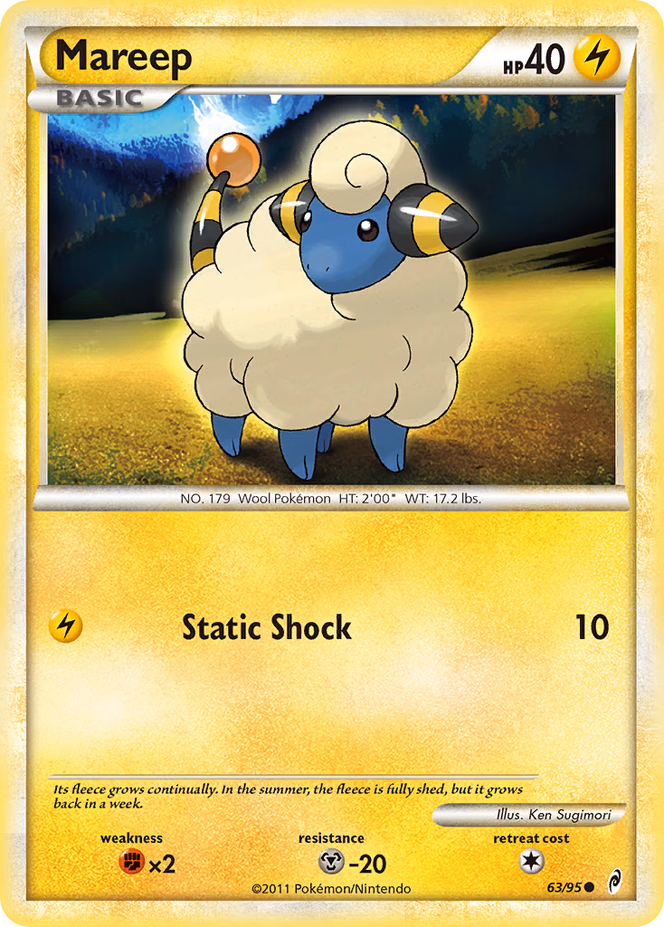 Mareep Pokemon card (63/95, Call of Legends)
