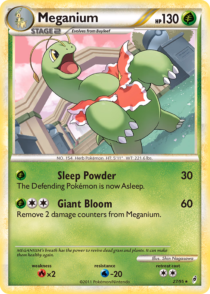 Meganium Pokemon card (27/95, Call of Legends)