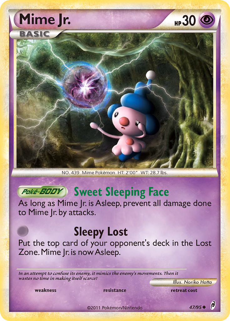Mime Jr. Pokemon card (47/95, Call of Legends)