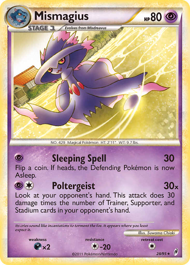 Mismagius Pokemon card (28/95, Call of Legends)