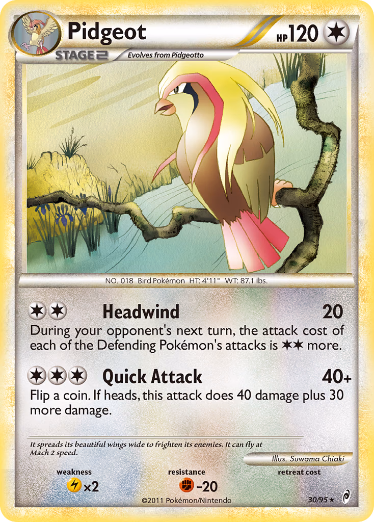 Pidgeot Pokemon card (30/95, Call of Legends)