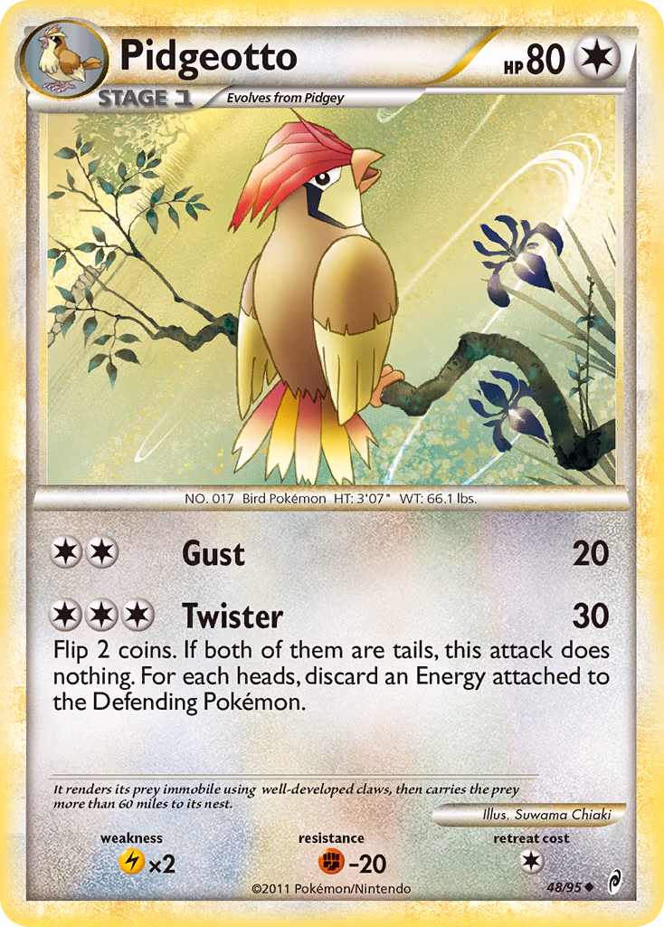 Pidgeotto Pokemon card (48/95, Call of Legends)
