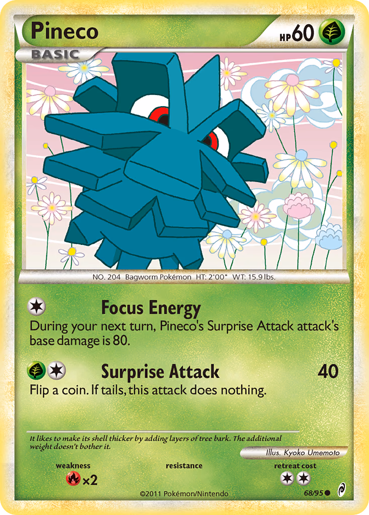 Pineco Pokemon card (68/95, Call of Legends)