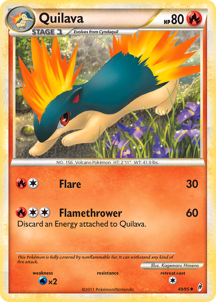 Quilava Pokemon card (49/95, Call of Legends)