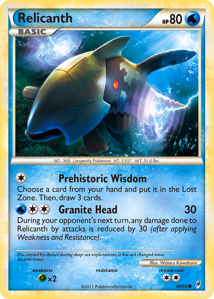Relicanth Pokemon card (69/95, Call of Legends)