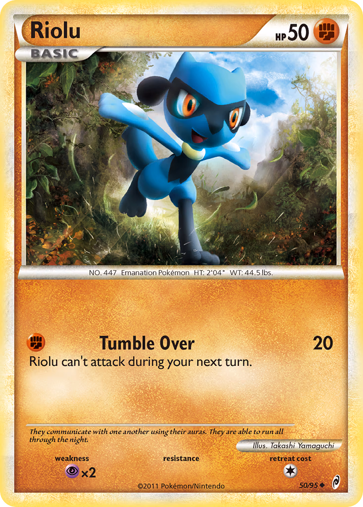 Riolu Pokemon card (50/95, Call of Legends)