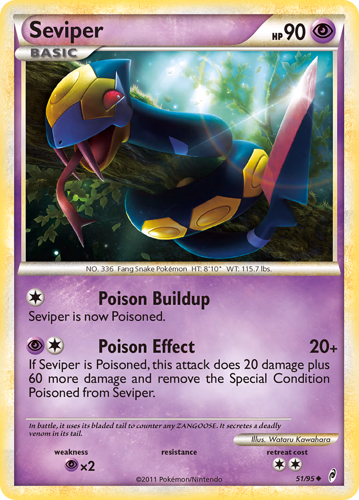 Seviper Pokemon card (51/95, Call of Legends)