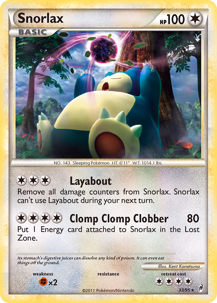 Snorlax Pokemon card (33/95, Call of Legends)