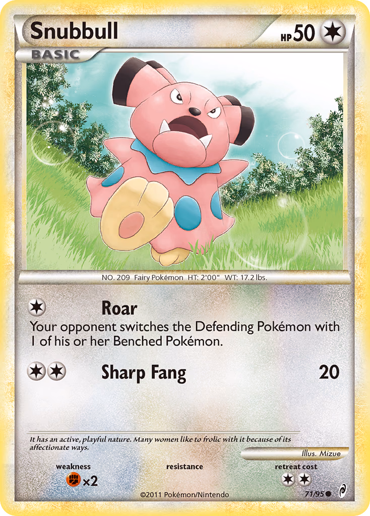 Snubbull Pokemon card (71/95, Call of Legends)