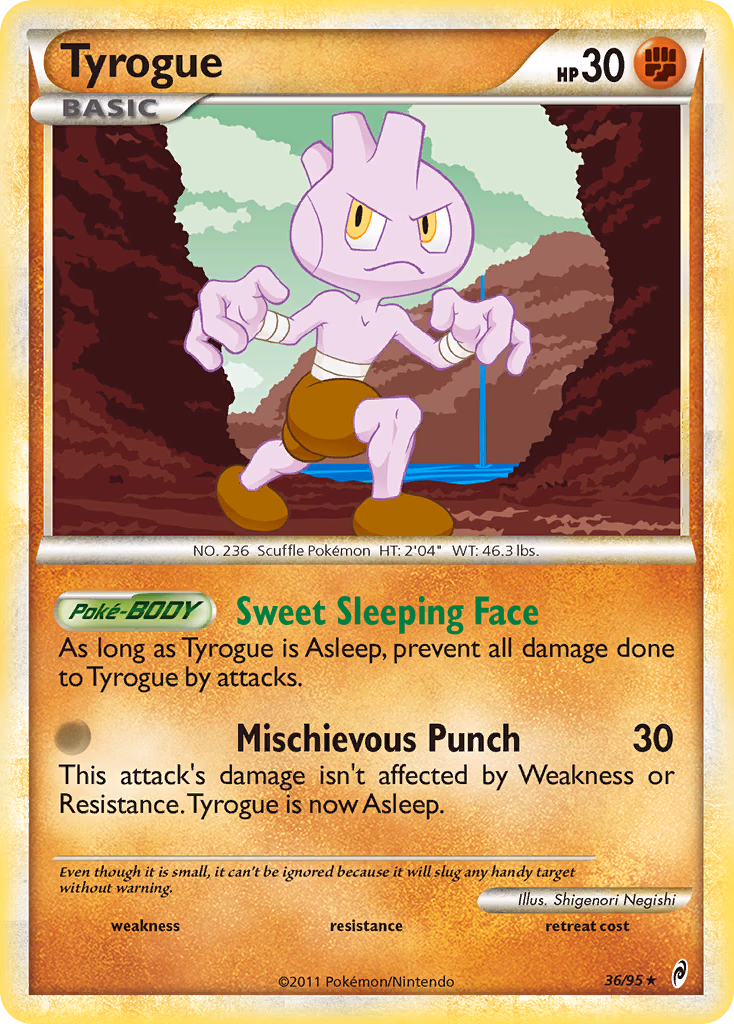 Tyrogue Pokemon card (36/95, Call of Legends)