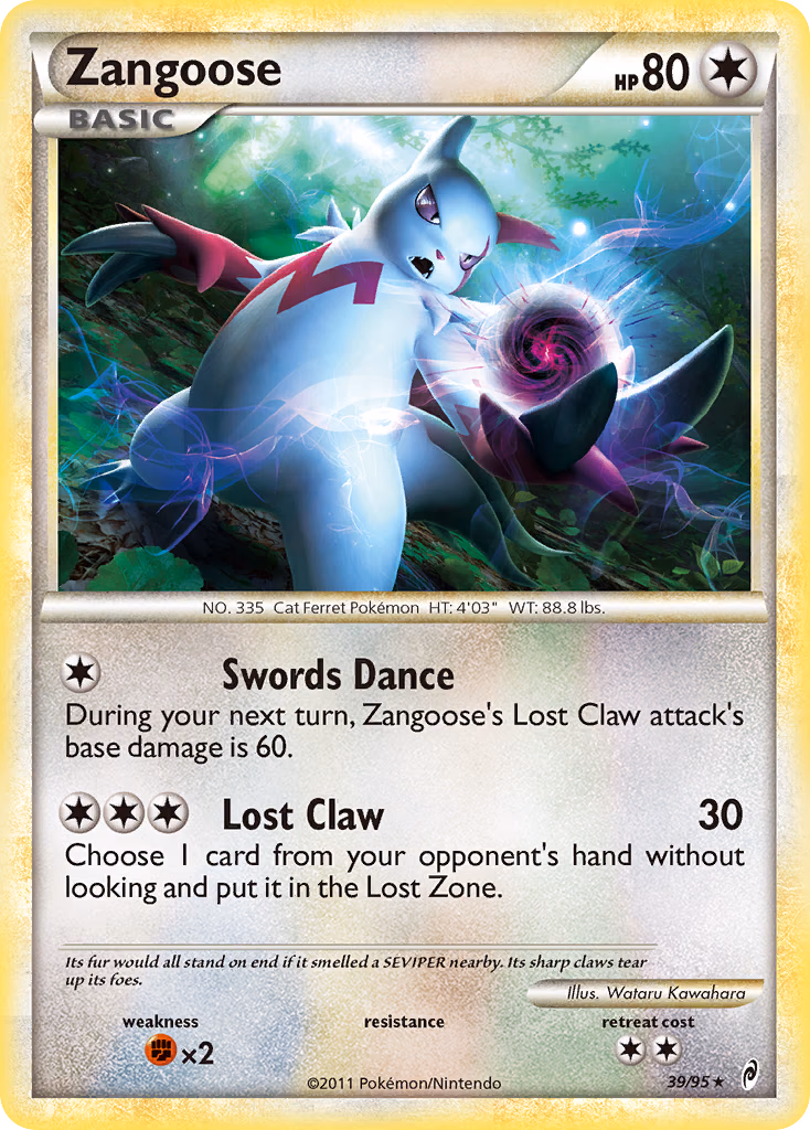 Zangoose Pokemon card (39/95, Call of Legends)