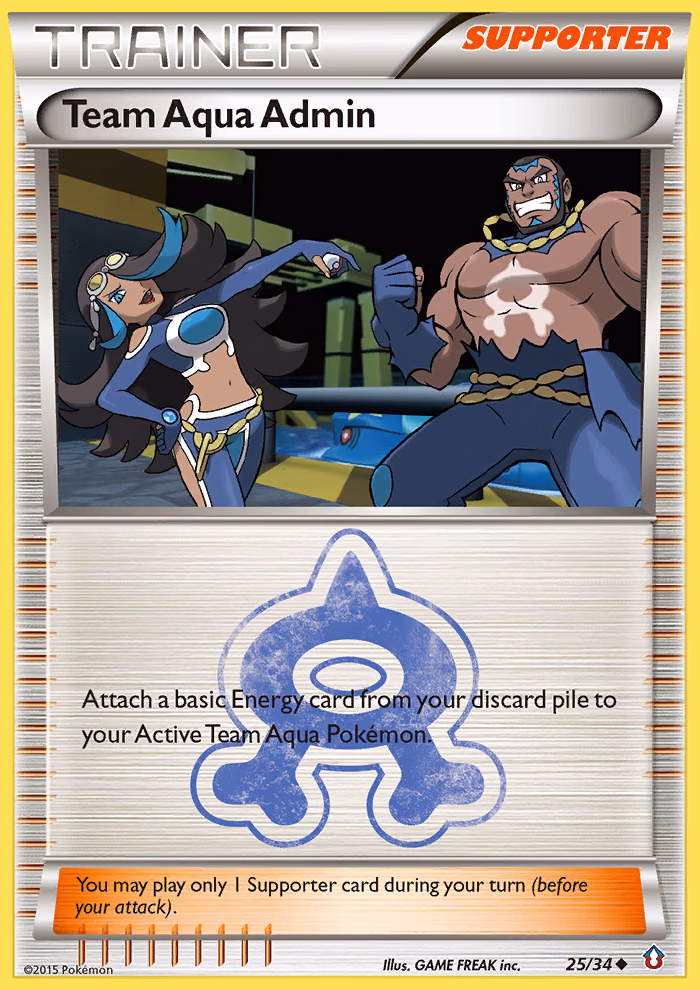 Team Aqua Admin Pokemon card (25/34, Double Crisis)