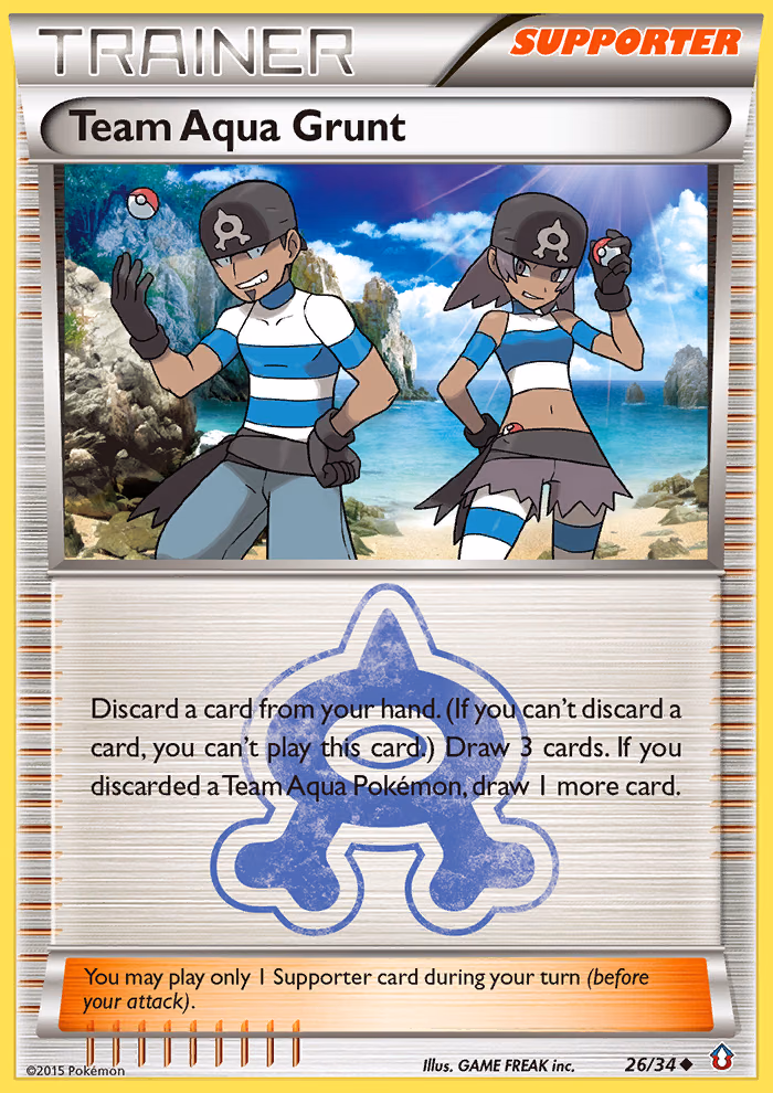 Team Aqua Grunt Pokemon card (26/34, Double Crisis)
