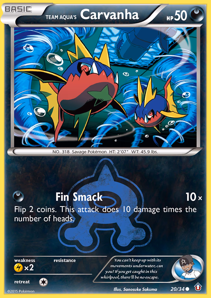 Team Aqua's Carvanha Pokemon card (20/34, Double Crisis)