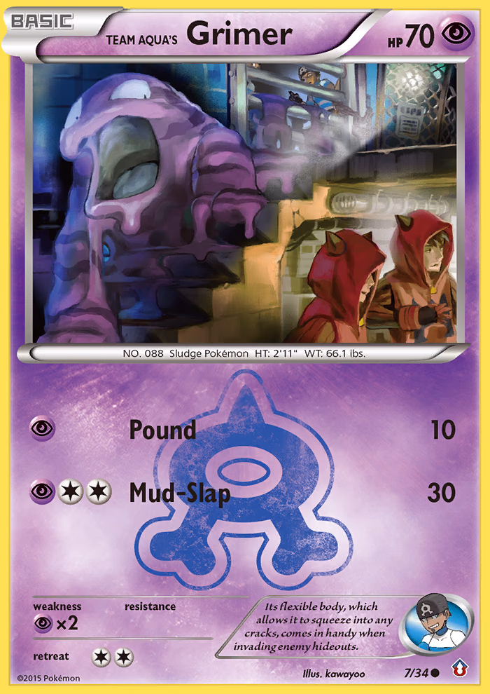 Team Aqua's Grimer Pokemon card (7/34, Double Crisis)