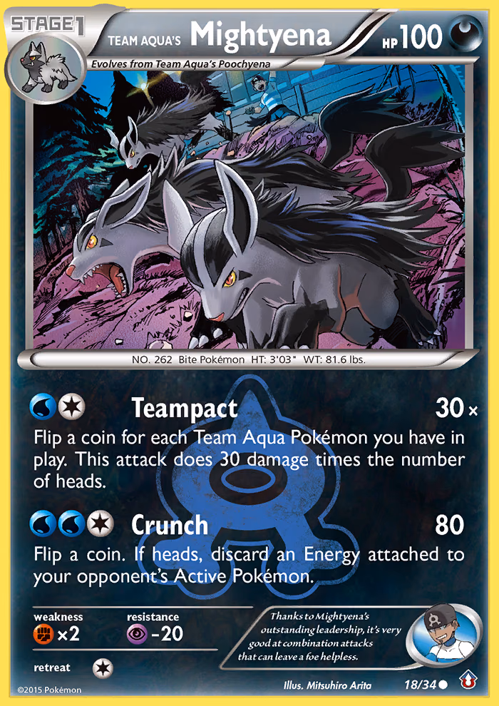 Team Aqua's Mightyena Pokemon card (18/34, Double Crisis)