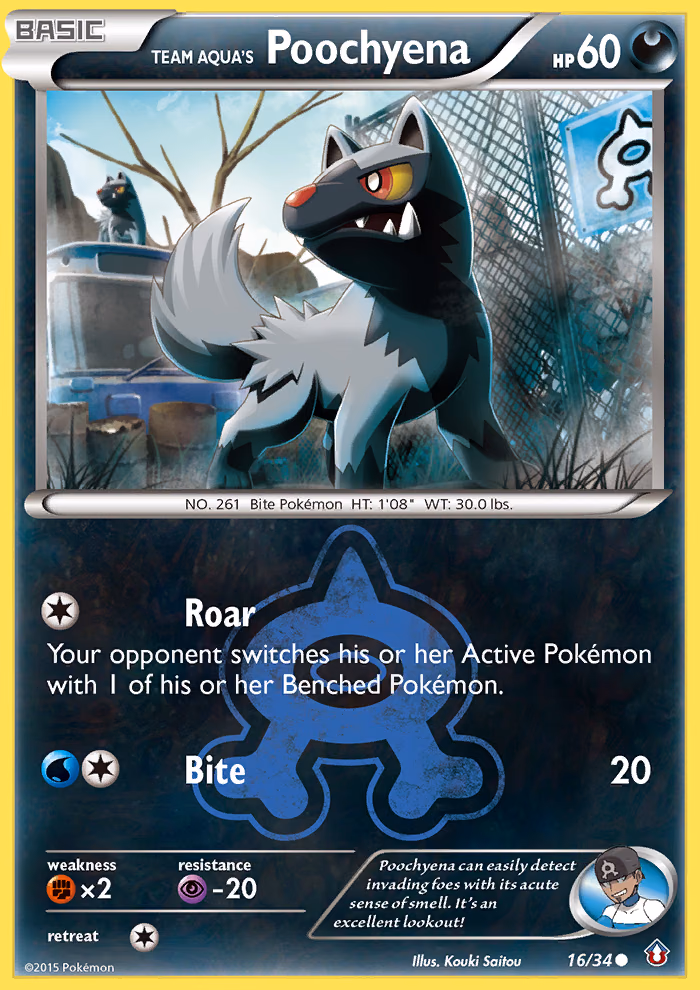 Team Aqua's Poochyena Pokemon card (16/34, Double Crisis)
