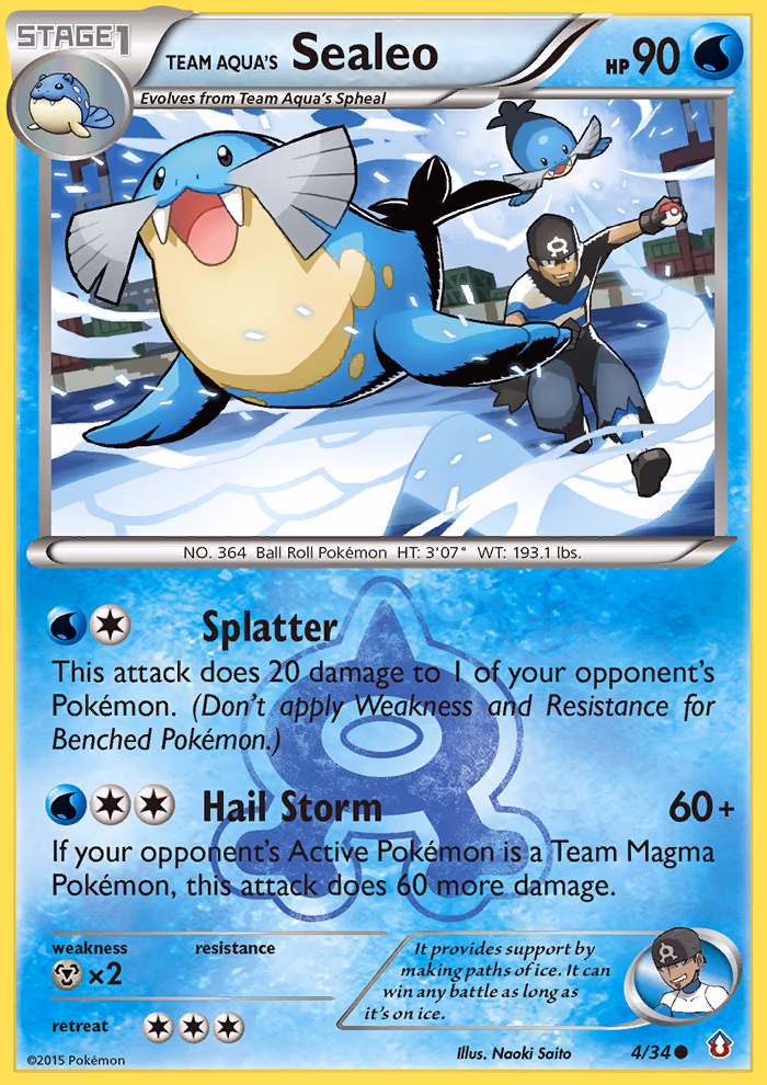 Team Aqua's Sealeo Pokemon card (4/34, Double Crisis)