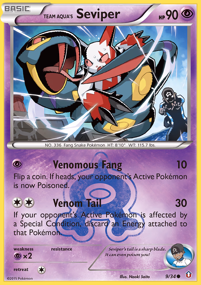 Team Aqua's Seviper Pokemon card (9/34, Double Crisis)