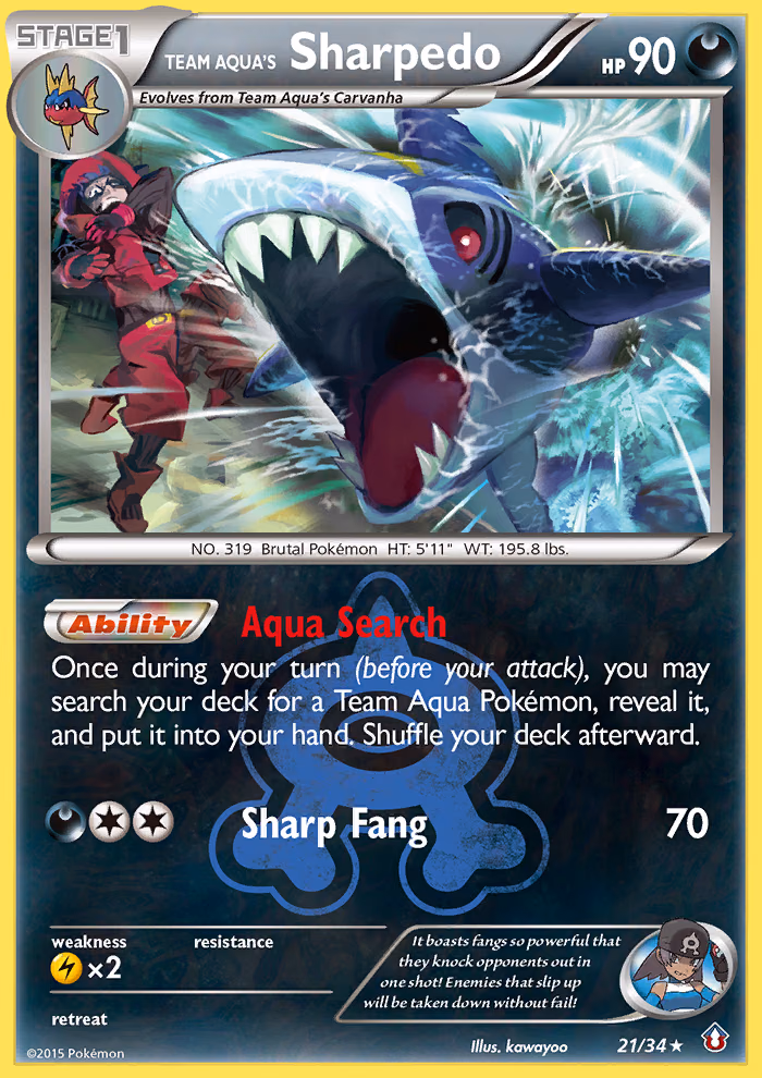 Team Aqua's Sharpedo Pokemon card (21/34, Double Crisis)