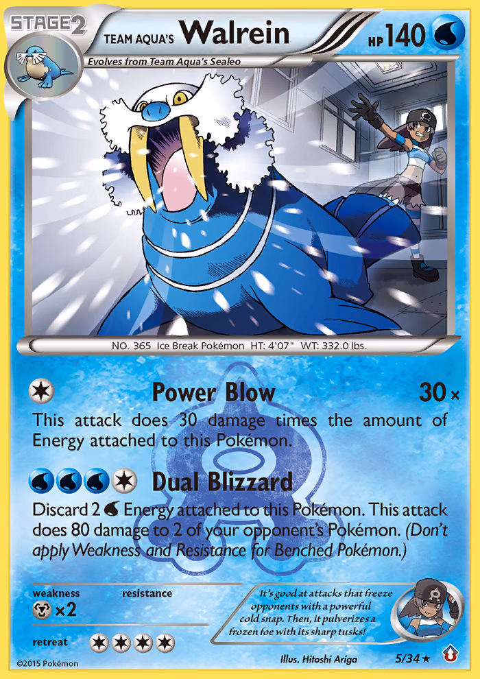 Team Aqua's Walrein Pokemon card (5/34, Double Crisis)