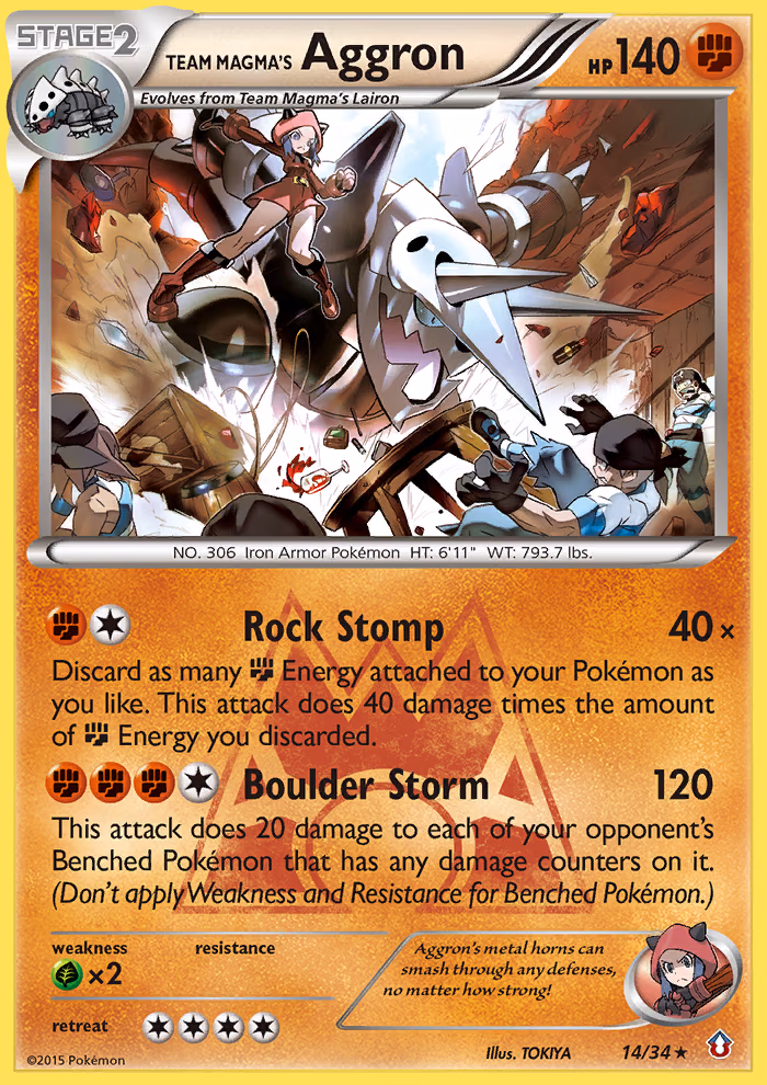 Team Magma's Aggron Pokemon card (14/34, Double Crisis)