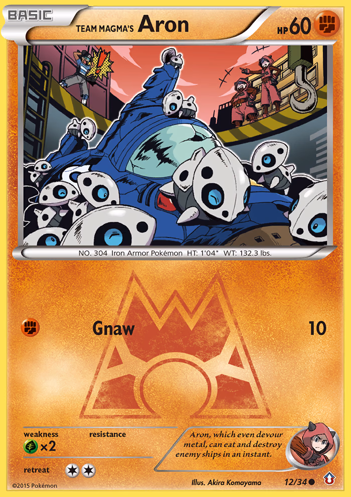 Team Magma's Aron Pokemon card (12/34, Double Crisis)