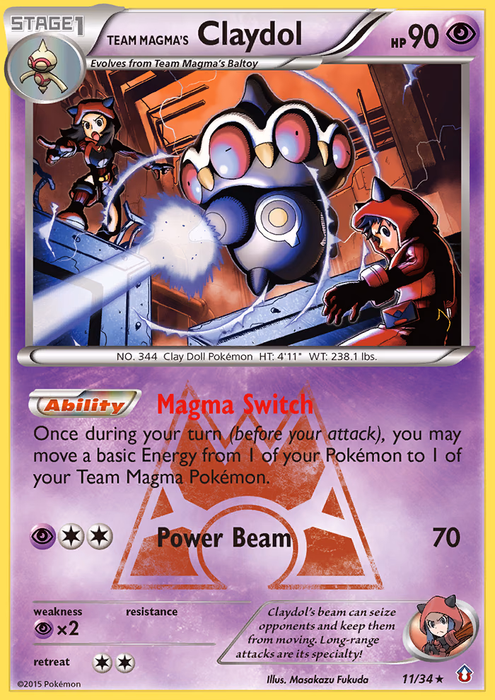 Team Magma's Claydol Pokemon card (11/34, Double Crisis)