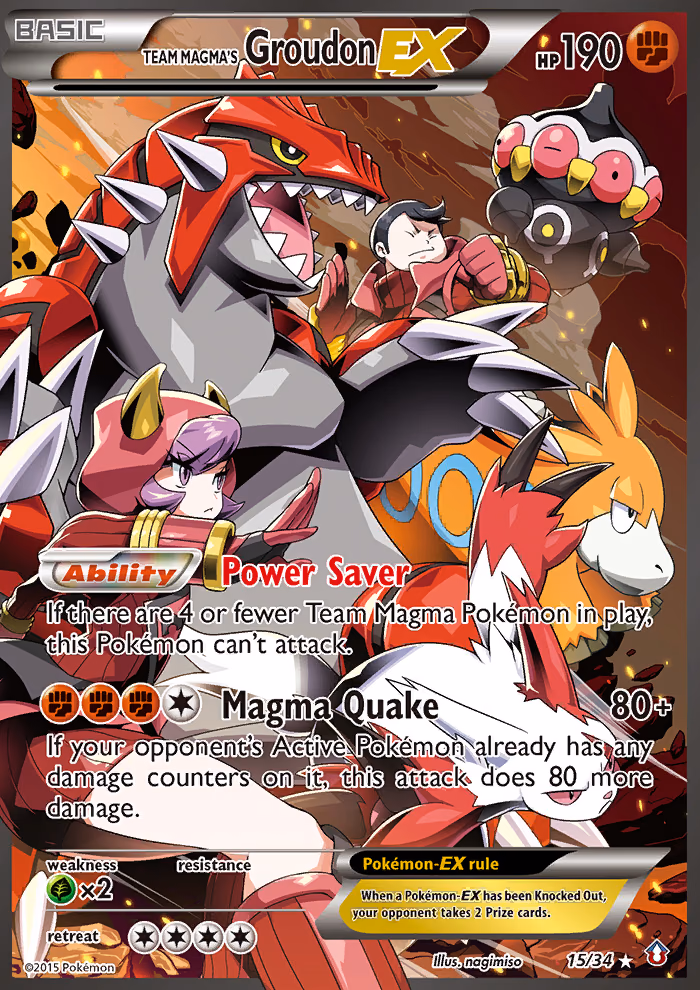 Team Magma's Groudon-EX Pokemon card (15/34, Double Crisis)