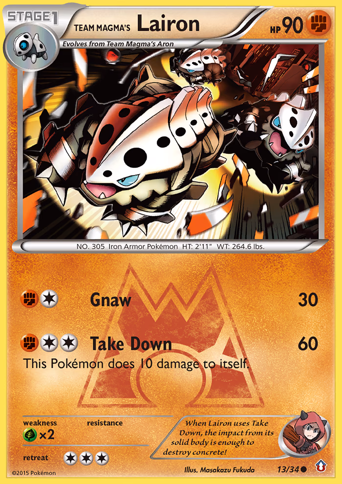 Team Magma's Lairon Pokemon card (13/34, Double Crisis)