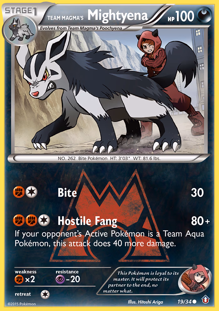 Team Magma's Mightyena Pokemon card (19/34, Double Crisis)