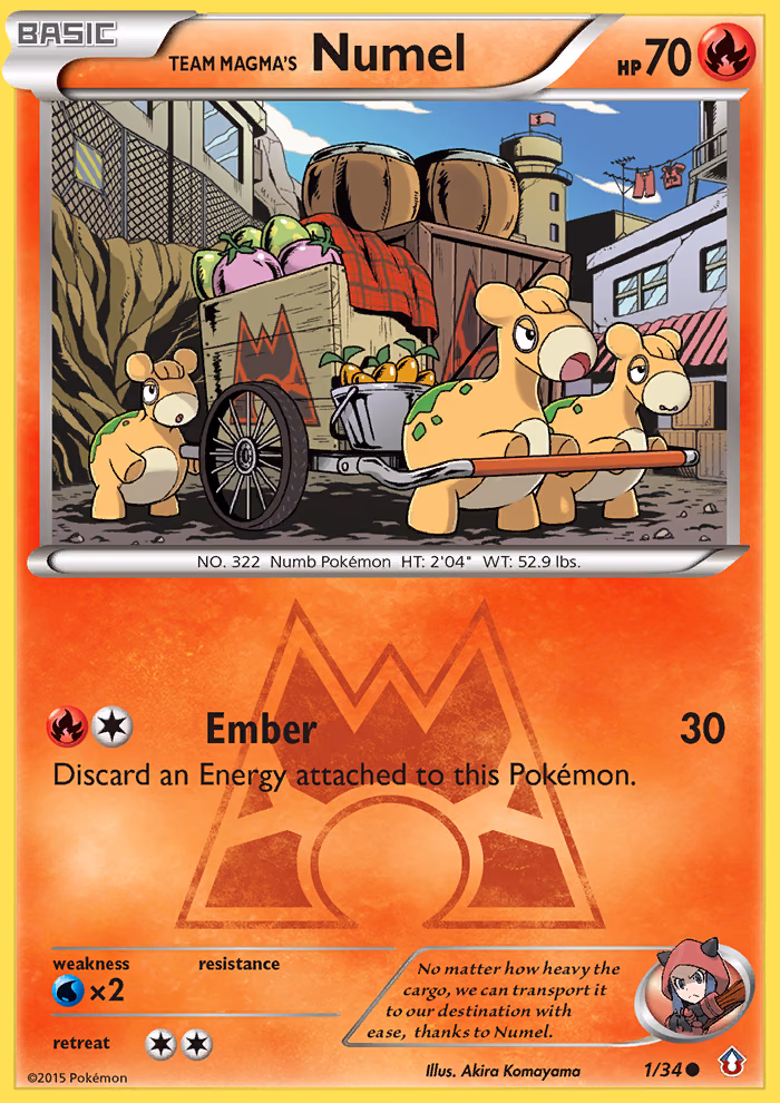 Team Magma's Numel Pokemon card (1/34, Double Crisis)