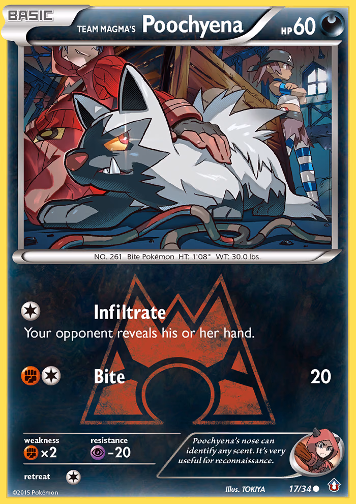 Team Magma's Poochyena Pokemon card (17/34, Double Crisis)