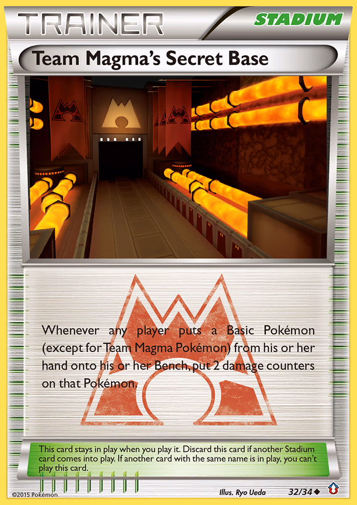 Team Magma's Secret Base Pokemon card (32/34, Double Crisis)