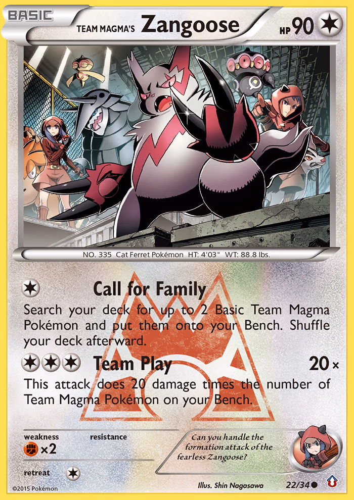 Team Magma's Zangoose Pokemon card (22/34, Double Crisis)