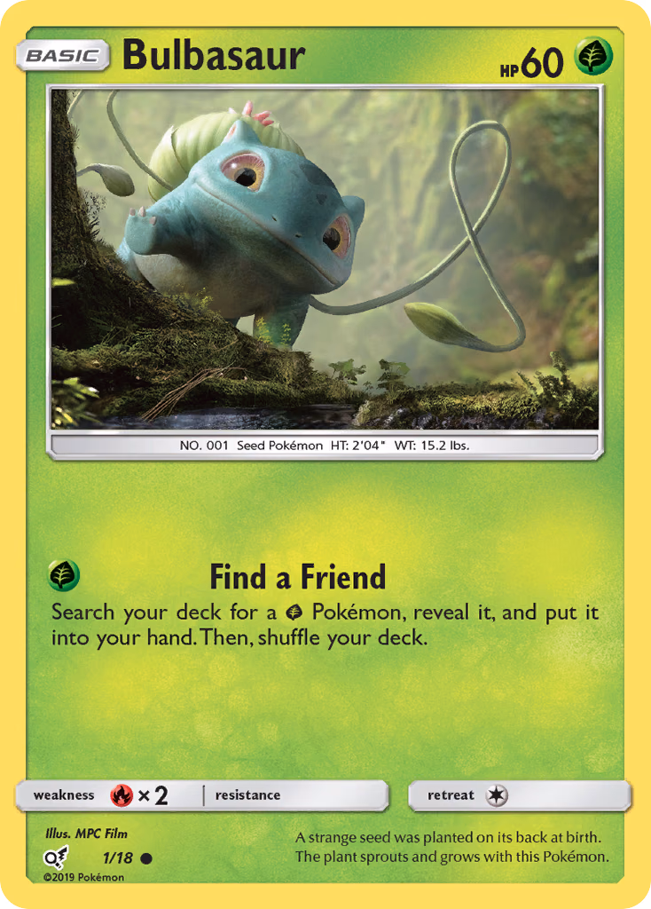 Bulbasaur Pokemon card (1/18, Detective Pikachu)