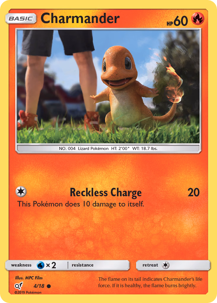 Charmander Pokemon card (4/18, Detective Pikachu)