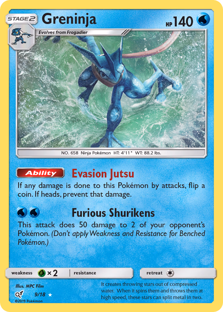 Greninja Pokemon card (9/18, Detective Pikachu)