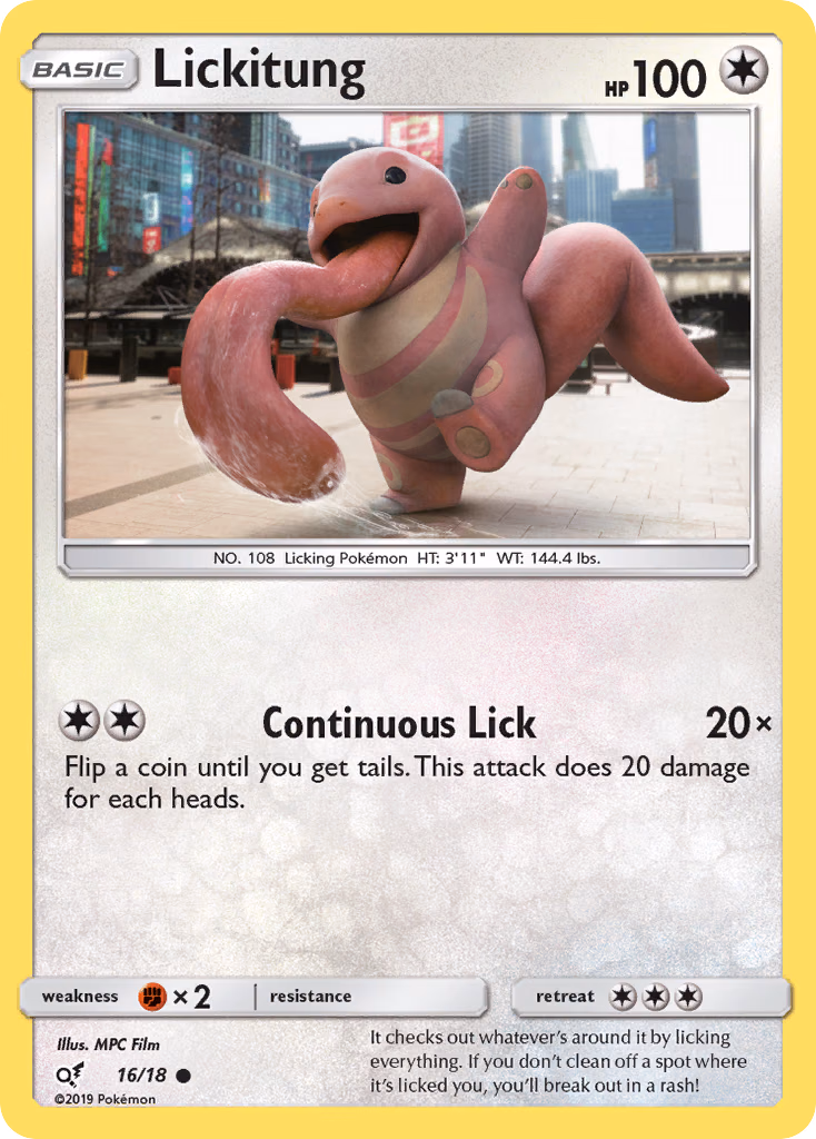 Lickitung Pokemon card (16/18, Detective Pikachu)