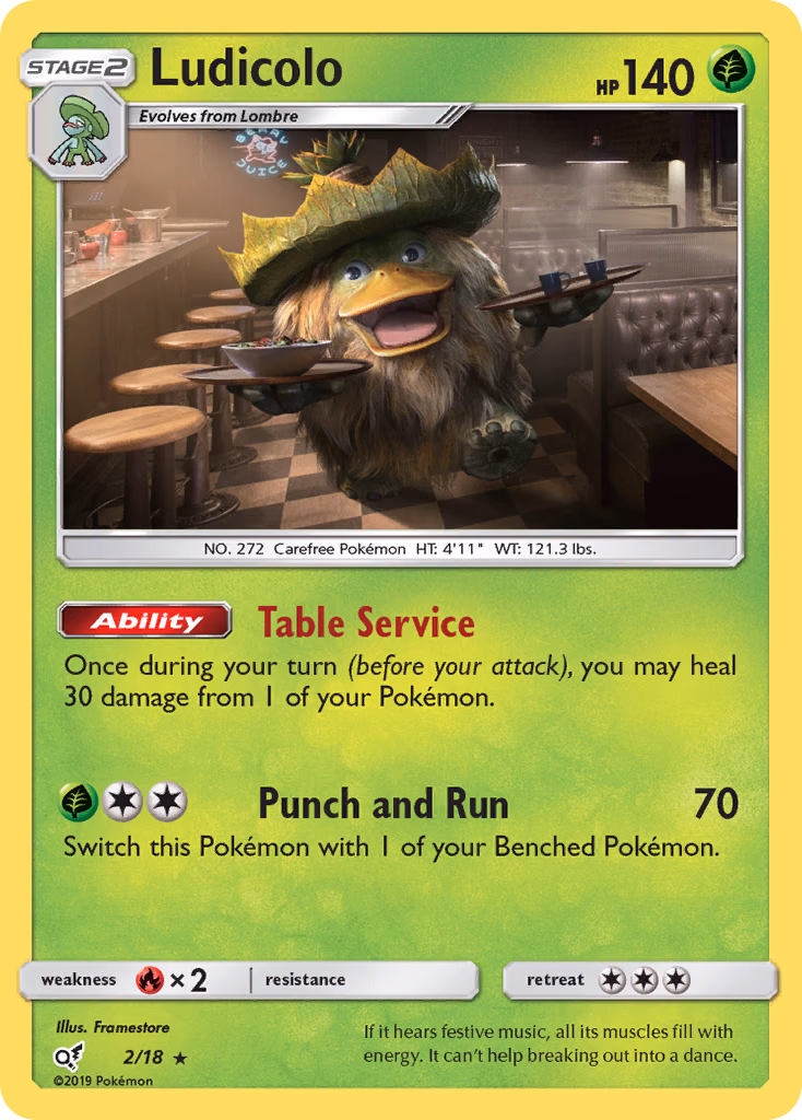 Ludicolo Pokemon card (2/18, Detective Pikachu)