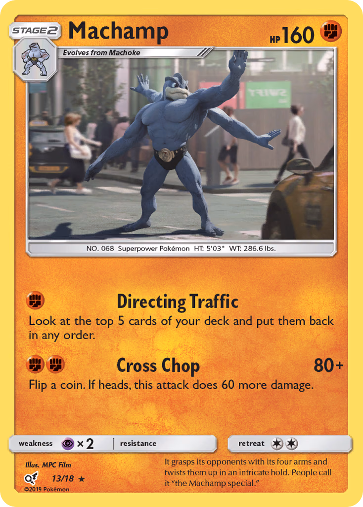 Machamp Pokemon card (13/18, Detective Pikachu)